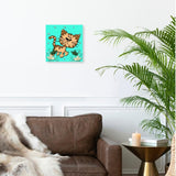 3dRose Funny Cat. Turquoise. Kids Decor. Cool Image. - Wall Clock, 15 by 15-Inch (DPP_218421_3)