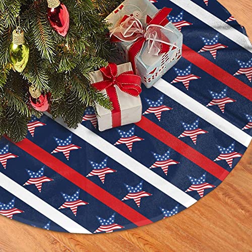 American Flag Star Tree Skirt Christmas Tree Ornaments Tree Skirt for Christmas Decoration 36"