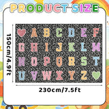 Dunzy 4.92 x 7.55 ft Classroom Rug Composition Notebook Alphabet Rug Pastel Back to School Reading Calming Corner Decor Composition Carpet for Teaching and Playroom