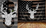 VEIGIKE American Flag Hunting Tapestry, Western Black and White Country Deer Tapestry Wall Hanging for Men Bedroom Room, Rustic Camo Tapestries Poster Blanket College Dorm Home Decor 60X40 Inches
