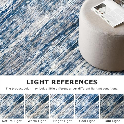 SIILOOM 2x3 Modern Abstract Rug for Entryway, Navy Blue Gray Neutral Multi Super Soft Small Area Rug, Washable Slip-Resistant Kitchen Rugs, Low-Pile Mat for Bedside, Indoor Door Mat