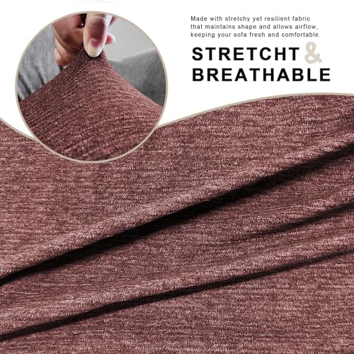 URBANLIFE Stretch Sofa Covers & Loveseat Couch Covers for 3 Cushion Sofa with 2 Cushion Sofa for Living Room Slipcover Set, Chocolate