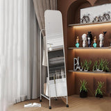 Standing Mirrors Full-Length Dressing Mirror, Floor-Standing Household Coat Rack, Multi-Functional Clothes Rack, Mobile Fitting Mirror(Gold)