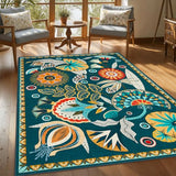 Joydeco Egypt Floral 3x5 Entryway Rug, Washable Boho Hallway Kitchen Rug