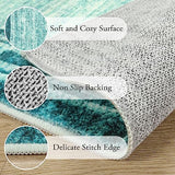 Lahome Modern Abstract Runner Rug, Washable Teal 2x6 Entryway Rug Runners Non Slip Hallway Runner, Low-Pile Soft Bathroom Runner Rug 6ft Kitchen Carpet Runner for Laundry Bedroom