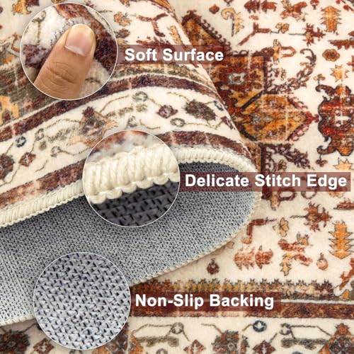 Washable Kitchen Runner Rugs Set of 3 with Non Slip Rubber Backing