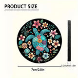 2pcs Turtle Flowers Car Coasters, 2.75-in Ocean Blue Theme Car Cup Holder Coaster Mats for Car Vehicles & Home Desk, Car Interior Accessories for Women & Men