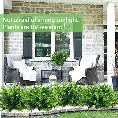summer flower 10 Pack Artificial Boxwood Stems for Outdoors Unfading in The Sun Plastic Faux Plants Fake Foliage Shrubs Greenery for Garden Office Patio Wedding Farmhouse Indoor Decoration