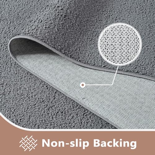 7x10 Large Pure Dark Grey Area Rug Non-Slip Washable for Living Room