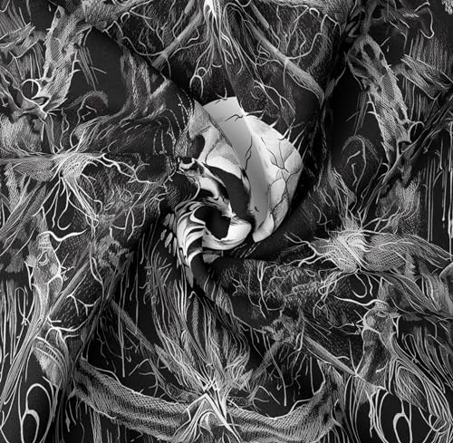 Tapzen Gothic Black and White Tapestry Wall Hanging - Dark Skeleton Horror Aesthetic for Bedroom, Living Room or Dorm (40 x 30 inches)