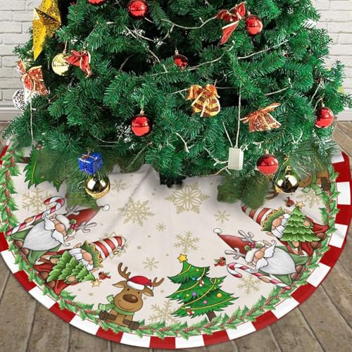 Santa Claus Gnome Christmas Tree Skirt 36" for Xmas Halloween New Year Holiday Party Home Tree Mat Decor Ornaments Decoration