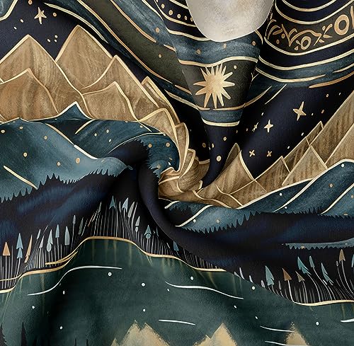 Tapzen Mountain Forest Tapestry - Boho Landscape Moon Stars Wall Hanging for Bedroom, Living Room, Classroom, Dorm (40 x 30 inches)