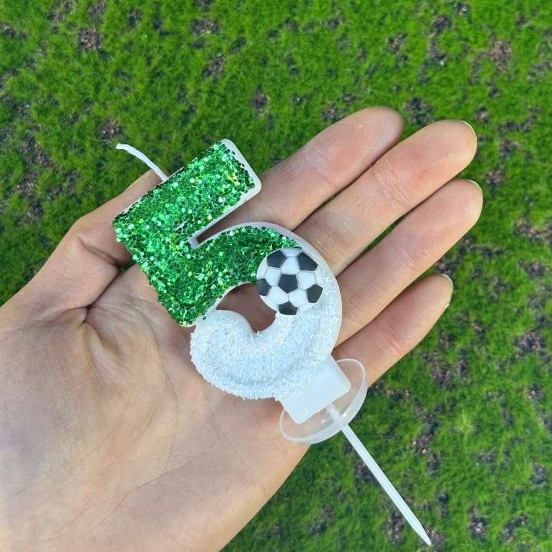 Birthday Number Candles White Soccer Number 7 Birthday Candles for Cake, Fun Glitter Birthday Candles Cake Cupcake Topper for Kids Adults Party Anniversary Supplies