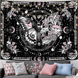 Fungarth Skeleton Butterfly Tapestry Pink Skull Hippie Mushroom Plants Tapestry for Bedroom Moon phase Aesthetic Tapestries Wall Hanging for Living Room Dorm (Pink, 48” x 36”)