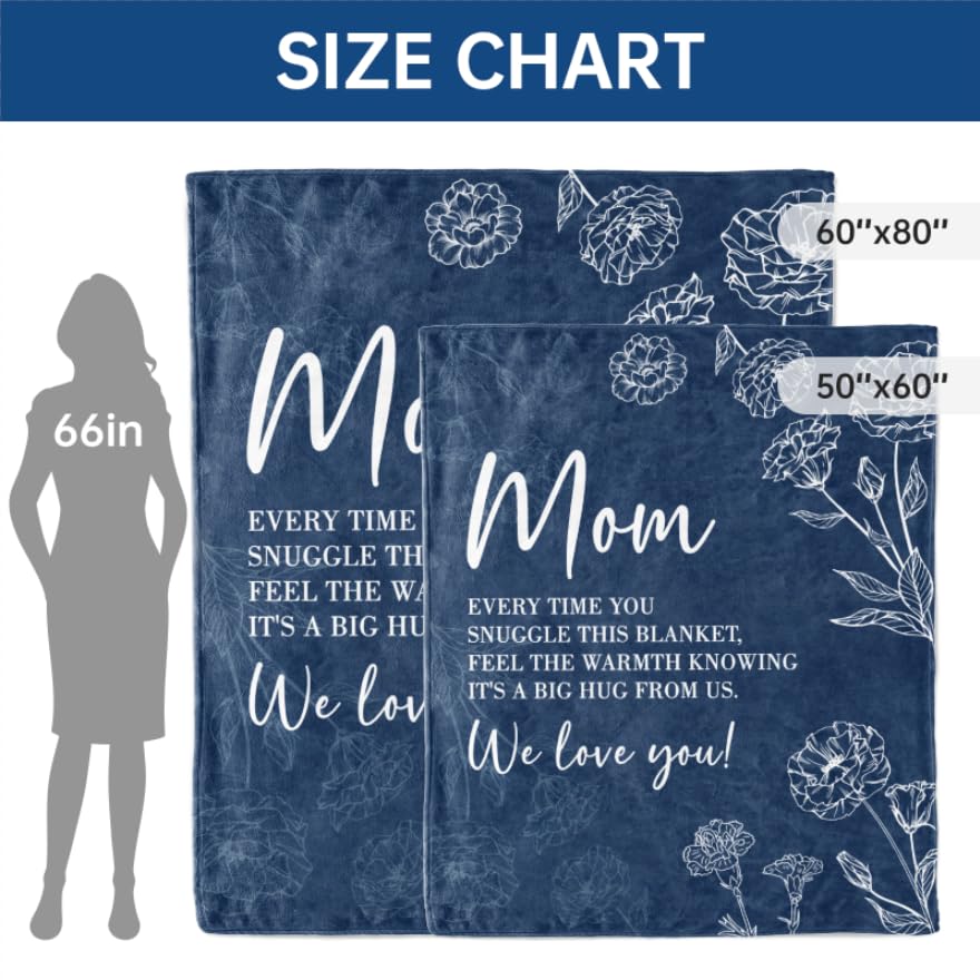 GiltGlimmer Gifts for Mom, Mom Birthday Gifts Blanket, Moms Gift for Women from Daughter Son, We Love You Present for Mother Mommy Christmas Mothers Day 80" x 60", Blue