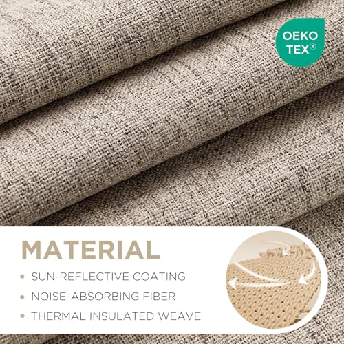 Joydeco 100% Blackout Curtains for Bedroom - Nature Linen 84 Inch Long Light Blocking 2 Panels Set, Rod Pocket & Back Tabs Living Room Drapes, Thermal Insulated Room Darkening Window Curtains