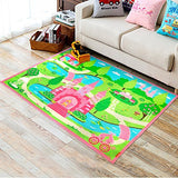 HUAHOO Pink Girls Bedroom Rugs Cartoon Castle Kids Rug Bedroom Floor Rugs Nylon Cartoon Kids Living Room Carpet (100cm*133cm(39''*52''))