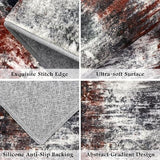 Upgrade Non Slip Kitchen Rugs Sets of 3 Washable Kitchen Mats for Floor Abstract Kitchen Runner Rug Soft Floor Mat Set Kitchen Carpet Rugs for Hallway, Laundry, Entryway, Office, Rust Red