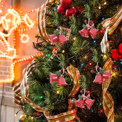 Tinsow 6 Pcs Red Christmas Bells, Tree Hanging Ornament Metal Jingle Bells for Christmas Holiday Decoration (6, Red)
