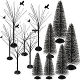 12 Pieces Christmas Village Trees Tabletop Mini Snow Model Frost Bottle Brush Trees Halloween Winter Tabletop Displays Miniature Village Christmas Decor Accessory Figurine(Classic Style)