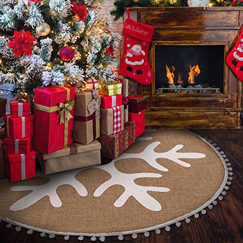 N&T NIETING Christmas Tree Skirt, 30 Inch Burlap Tree Skirt for Christmas Holiday Party Decorations Xmas Indoor Outdoor Home Office Decorations