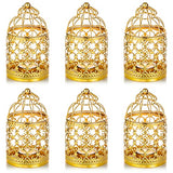 NUPTIO Vintage Hanging Birdcage Lantern, 6 Pcs Small Metal Tealight Holder