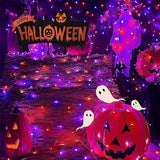 ITICdecor 33ft 100 LED Halloween Lights, Purple & Orange Halloween String Lights Waterproof Battery Operated, 8 Modes Decorative Lights for Indoor Outdoor Party Garden