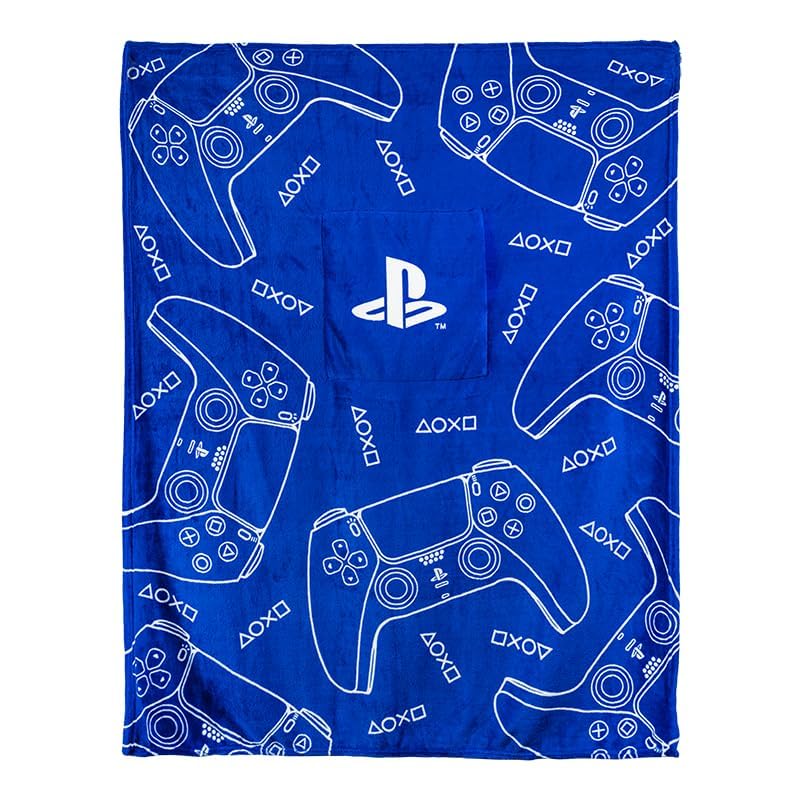 Paladone PlayStation 2-in-1 Cushion Blanket - Officially Licensed Travel Blanket, Foldable Soft Fluffy Throw, Compact Design for Gaming Room or Bedroom Decor