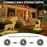JTSIOV Christmas Tree Lights, 65FT/20M 200 LED Christmas Lights Plug in, 8 Modes Waterproof Outdoor Lights Indoor, Memory Function, Connectable String Lights for Party, Patio, Wedding (Warm White)