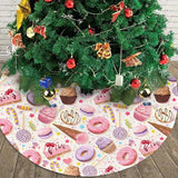 Lollipop Candy Macaroon Cupcake Christmas Tree Skirt 36" for Xmas Halloween New Year Holiday Party Home Tree Mat Decor Ornaments Decoration