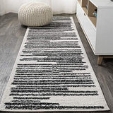 JONATHAN Y Khalil Modern Berber Stripe Cream/Black Runner Rug, 2x14, Contemporary, Bohemian, Easy-Cleaning for Living Room, Bedroom, Kitchen, Pet Friendly, Non-Shedding (MOH207A-214)