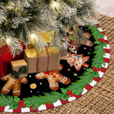 Gingerbread Tree Skirt, Christmas Tree Skirt Red Xmas Tree Skirts Mat 36 in for Indoor Outdoor Holiday Party Merry Christmas Tree Topper Ornaments Decorations