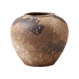 Wabi Sabi Pottery Vase, Brown Ceramic Vase for Home Decor - Handmade Rustic Farmhouse Centerpiece with Organic Texture, Neutral Table & Shelf Decor Vase (Small)