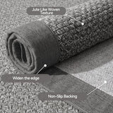 Hallway Runner Rug Woven Kitchen Runner Mat Washable Grey 2x5 ft