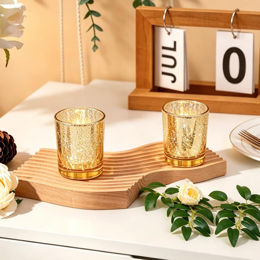 24 Pcs Gold Tea Lights Candles Holders for Wedding Centerpieces