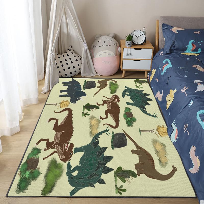 Dinosaur Carpet Rugs for Kids Bedroom Boys Girls, Washable Non Slip Dinosaur Play Mat Dino Rugs for Boys Room, Area Rugs 59 * 39inch Kids Dino Room Decor for Bedroom Playroom Kidroom Floor