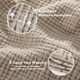 SOULFUL Muslin Throw Blanket with Tassels - Soft Cotton Throw Blanket for Couch or Bed, Lightweight and Breathable Gauze for All Seasons, Light Tan, 50" x 60"