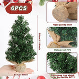 Yinder Tabletop 6 Pcs Mini Christmas Tree 11.81 Inch Artificial Mini Xmas Miniature Pine Christmas Tree with Linen Base for Xmas Holiday Decorations Indoor Home Kitchen Dining Table