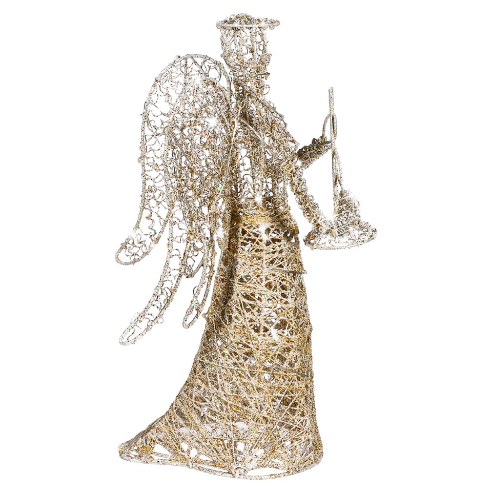 Angel Christmas Tree Topper Gold Glitter Christmas Treetop Decoration Coated Metal Angel Xmas Tree Topper Ornaments for Holiday Home Office Shopping Mall Decor