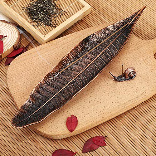 Accmor Incense Holder Set, Leaf and Snail Incense Burner, Incense Ash Catcher, Incense Sticks Holder for Counters, Meditation Room, Yoga, Home, Office, Red Copper