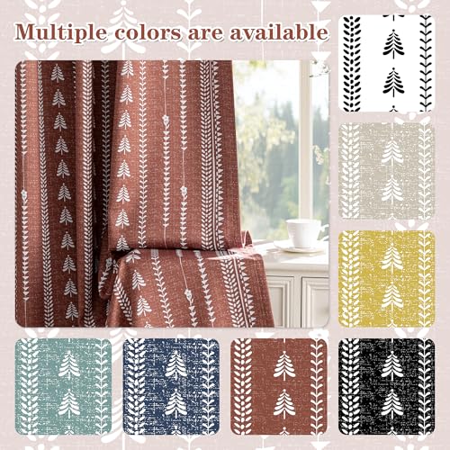 MEETSKY Boho Terracotta 95% Blackout Curtains - 84 Inch Long Rustic Western Decorative Patterned Rust Burnt Orange Farmhouse Drapes for Bedroom Living Room, Back Tab, 50" Wide, 2 Panels