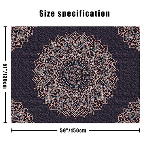 Black Mandala Tapestry Wall Hanging Psychedelic Wall Tapestry Aesthetic Indian Hippie Decor Bohemian Art Boho Home Decoration for Bedroom,Living Room,Dorm
