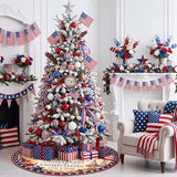 250th Anniversary Tree Skirt, 47'' 4th of July Tree Mat Patriotic Decorations American Flag Eagle Independence Day Christmas Holiday Party Decor Supplies