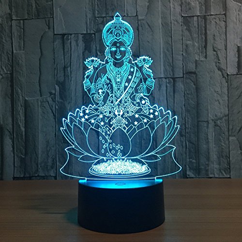 Optical Illusion 3D Buddha Statue Night Light 16 Colors Changing USB Power Remote Control Touch Switch Decor Lamp LED Table Desk Lamp