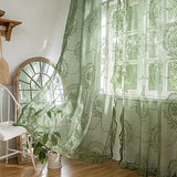 Sutuo Home Olive Green Lace Sheer Curtains 84 Inches Long for Bedroom Living Room Nursery,Rose Floral Embroidery Ruffled Vintage Chic Window Treatment Privacy Drapes, Rod Pocket,W57 x L84, 2 Panels