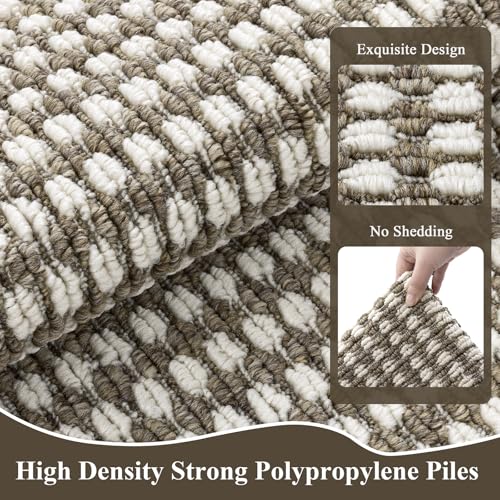 Laundry Room Runner Rug 2x5ft Non Slip Farmhouse Kitchen Floor Mats with Rubber Backing Machine Washable Indoor Doormat Low-Profile Carpet for Hallway Entryway(Brown)