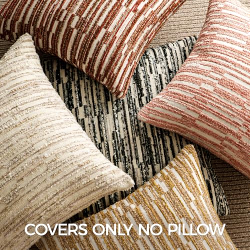 Boho Striped Decorative Throw Pillow Covers Set of 2,16"X16",Pink