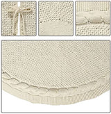 Sattiyrch Knit Christmas Tree Skirt,Luxury Cable Knitted Thick Rustic Xmas Tree Decoration (Cream, 36")