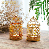 NUPTIO Vintage Hanging Birdcage Lantern, 6 Pcs Small Metal Tealight Holder