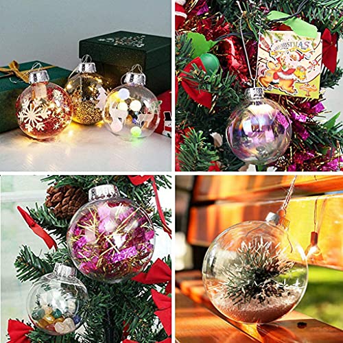 12 Pcs 3.15 Inch Clear Plastic Fillable Ornament Balls, Removable Top Clear Hanging Ornaments Ball, DIY Plastic Ornaments Round Balls, Perfect for Decoration On Christmas Trees, Wedding, Party